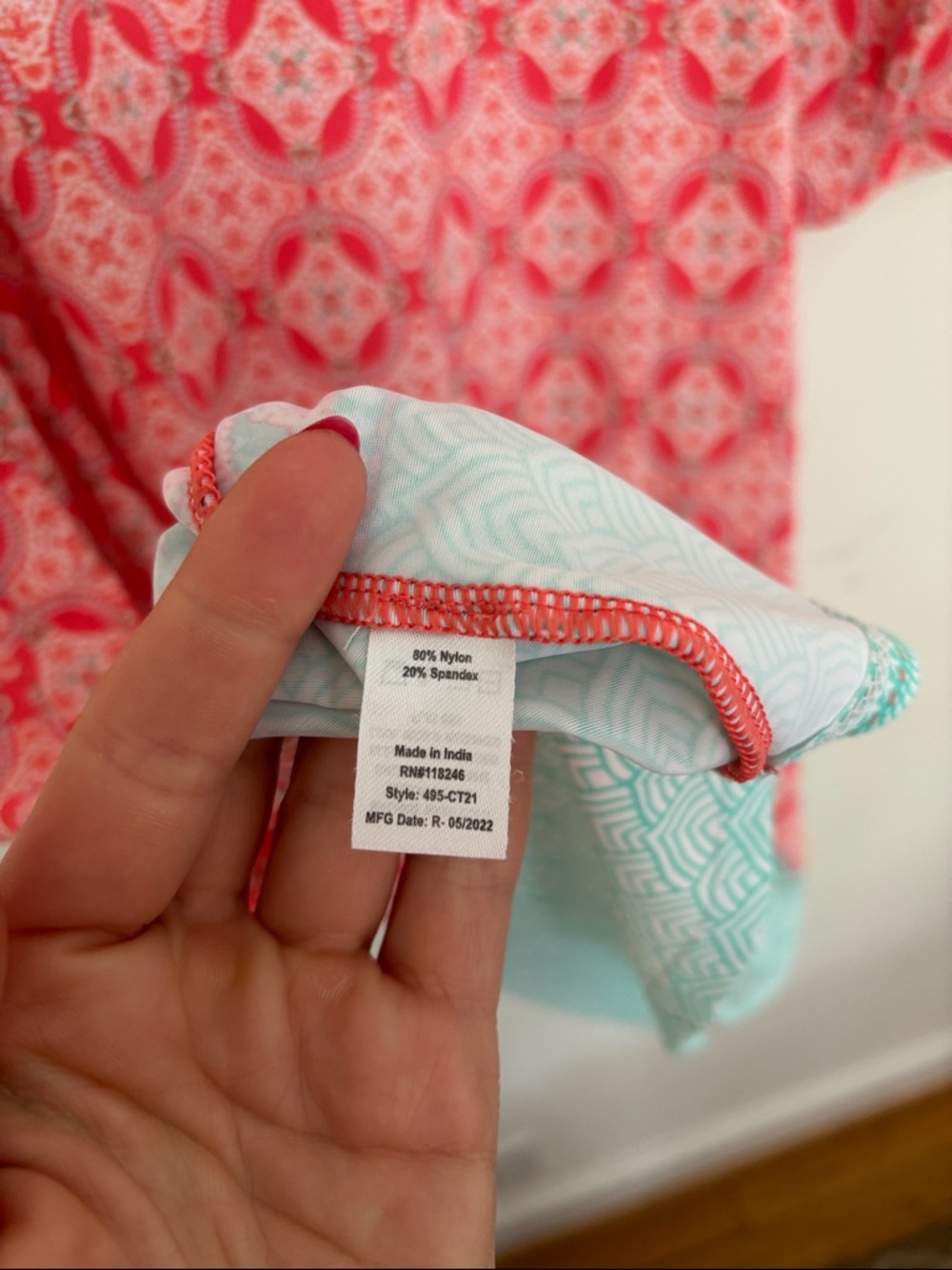 Cabana Life Pink and Aqua Printed Shift Dress - Picture 6 of 6